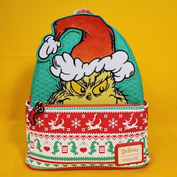 Loungefly Dr. Seuss How the Grinch Stole Christmas Holiday Sweater Mini Backpack main image 5